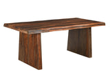 78" Dark Brown And Black Solid Wood And Metal Dining Table