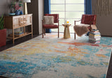 9' x 12' Blue and Gray Abstract Power Loom Area Rug