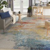 9' x 12' Blue and Gray Abstract Power Loom Area Rug