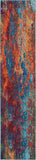 10' Blue and Orange Abstract Power Loom Runner Rug