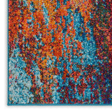 10' Blue and Orange Abstract Power Loom Runner Rug