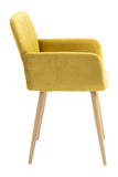 Yellow Upholstered Velvet Open Back Dining Chair