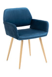 Blue Upholstered Velvet Open Back Dining Chair