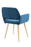 Blue Upholstered Velvet Open Back Dining Chair