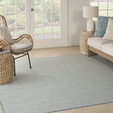 8' Blue Square Geometric Power Loom Area Rug