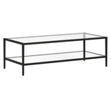 54" Black Glass And Steel Coffee Table With Shelf