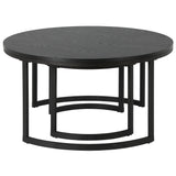 Set of Two 36" Black Steel Round Nested Coffee Tables