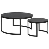 Set of Two 36" Black Steel Round Nested Coffee Tables