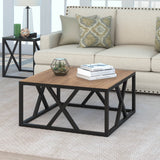 32" White And Black Glass And Steel Square Coffee Table With Shelf