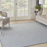 8' Blue Round Geometric Power Loom Area Rug