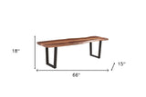 66" Brown And Black Solid Wood Dining bench