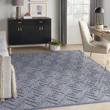 9' x 12' Blue Geometric Flatweave Area Rug