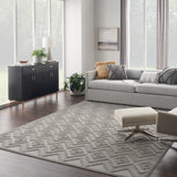 9' x 12' Gray Geometric Flatweave Area Rug