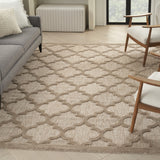 9' X 12' Beige Geometric Flatweave Area Rug