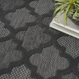 6' x 9' Black Geometric Flatweave Area Rug