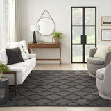 6' x 9' Black Geometric Flatweave Area Rug