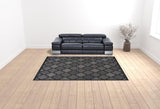 9' X 12' Black Geometric Flatweave Area Rug