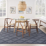 9' x 12' Navy Blue Geometric Flatweave Area Rug