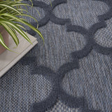 8' X 10' Navy Blue Geometric Flatweave Area Rug