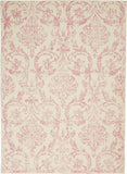 6' x 9' Beige and Pink Floral Power Loom Non Skid Area Rug