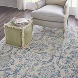 8' x 10' Cream Damask Power Loom Non Skid Area Rug