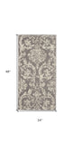 8' x 10' Cream Damask Power Loom Non Skid Area Rug