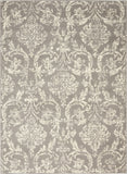 5' x 7' Gray Damask Power Loom Non Skid Area Rug