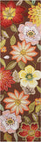 8' Brown Floral Hand Hooked Handmade Runner Rug