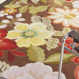 4' x 6' Brown Floral Hand Hooked Handmade Area Rug