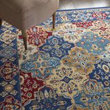 7' x 10' Red Damask Power Loom Area Rug