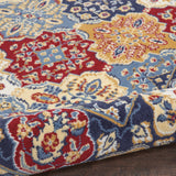 5' x 7' Red Damask Power Loom Area Rug