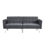 75" Dark Gray Linen And Silver Sleeper Futon Convertible