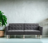 75" Dark Gray Linen And Silver Sleeper Futon Convertible