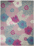 9' x 12' Blue Floral Power Loom Area Rug