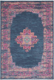 9' x 12' Blue Floral Power Loom Area Rug