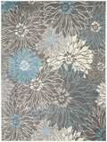 9' x 12' Charcoal Floral Power Loom Area Rug