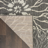 9' x 12' Charcoal Floral Power Loom Area Rug