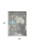 9' x 12' Charcoal Floral Power Loom Area Rug