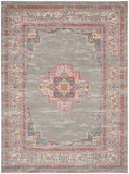 9' x 12' Gray Floral Power Loom Area Rug