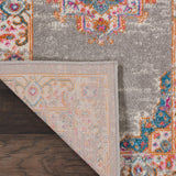 9' x 12' Gray Floral Power Loom Area Rug