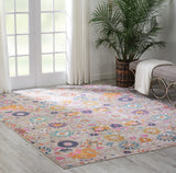 9' x 12' Gray Floral Power Loom Area Rug