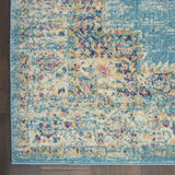 9' x 12' Light Blue Floral Power Loom Area Rug