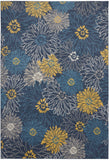 9' x 12' Navy Blue Floral Power Loom Area Rug