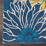 9' x 12' Navy Blue Floral Power Loom Area Rug