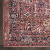 9' x 12' Red Floral Power Loom Distressed Area Rug