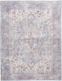 9' X 12' Blue Floral Power Loom Distressed Area Rug