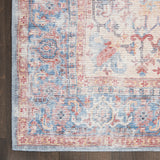 9' X 12' Blue Floral Power Loom Distressed Area Rug