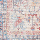 9' X 12' Blue Floral Power Loom Distressed Area Rug