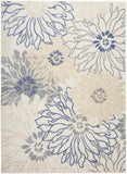 5' x 7' Cream Floral Power Loom Distressed Area Rug