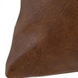 14" X 26" Brown Faux Leather Zippered Pillow With Tassels